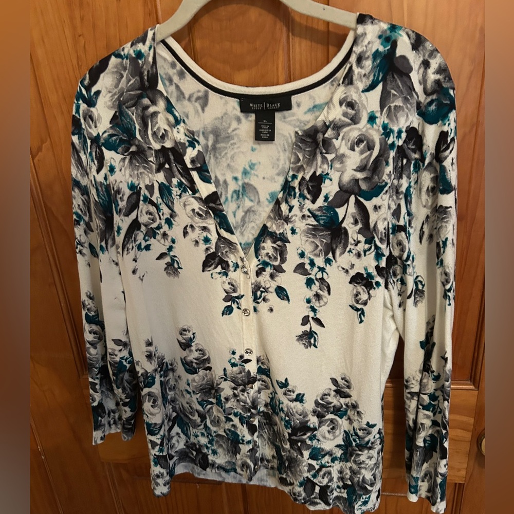 White House Black Market Floral cardigan XL